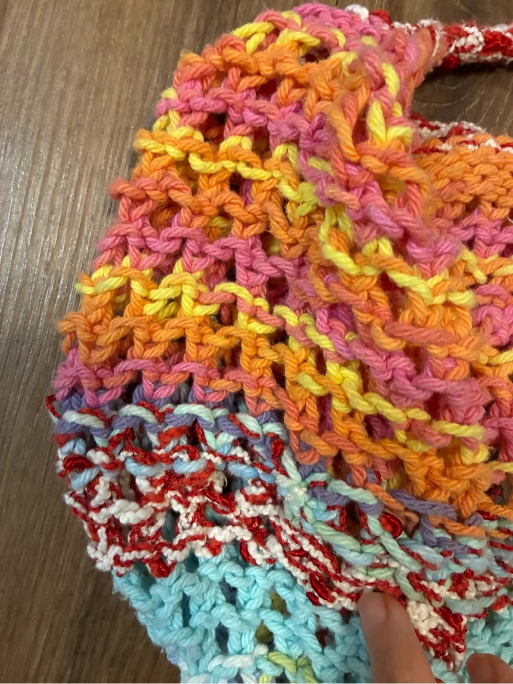 Grannycore Rainbow Knit Slouchy Hobo Purse | Y2K Boho Festival Tote